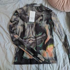 Zara mesh long sleeve top